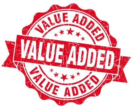 Value added red grunge seal isolated on white Illustrazione stock