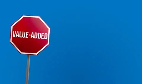 Value-added - red sign with blue sky Stock Illustration