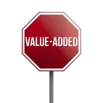 Value-added - red sign isolated on white background Stock Illustration