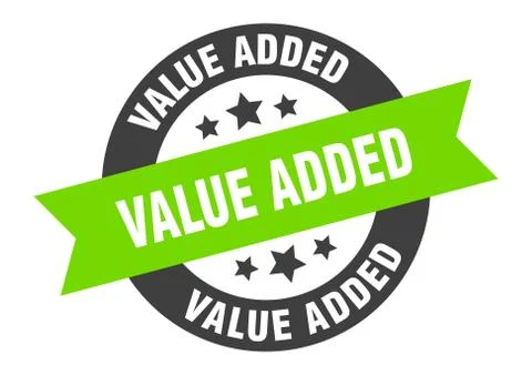 Value added sign. value added black-green round ribbon sticker Stock Illustration