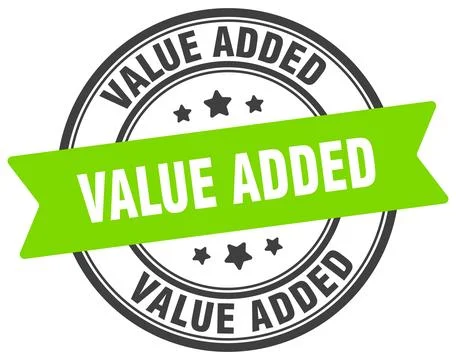 Value added stamp. value added label on transparent background. round sign Stock Illustration