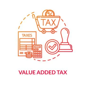 Value added tax red concept icon. Official document. Consumption cost. Economy 스톡 일러스트