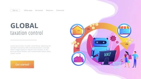 Value added tax system concept landing page 스톡 일러스트