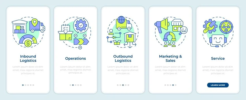 Value chain analysis onboarding mobile app screen Stock Illustration