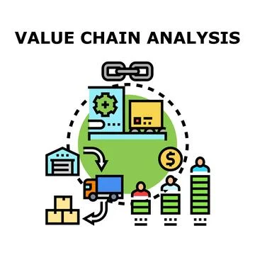 Value chain analysis process optimizing business strategy 스톡 일러스트
