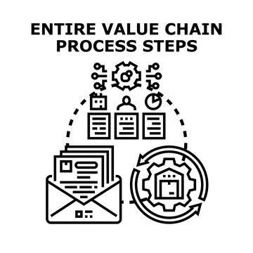 Value chain process steps illustrating business workflow Stock Illustration
