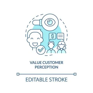 Value client perception turquoise concept icon Stock Illustration