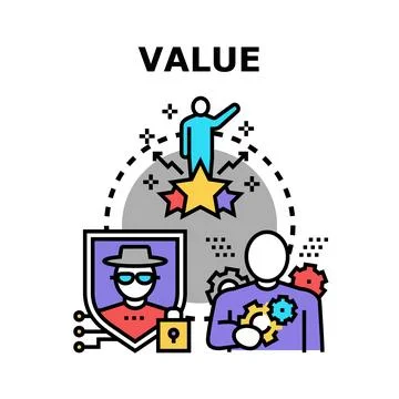 Value concept with security, skill, and success Stock Illustration