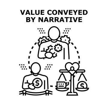 Value conveyed by narrative storytelling concept Stock Illustration