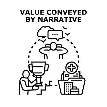 Value conveyed by narrative in storytelling concept Stock Illustration