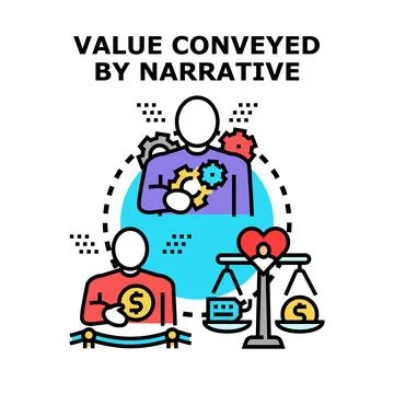 Value conveyed by narrative storytelling concept Stock Illustration