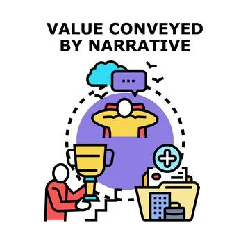 Value conveyed by narrative in storytelling concept Stock Illustration