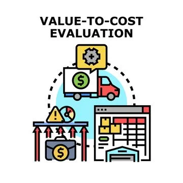 Value to cost evaluation business process optimization Stock Illustration