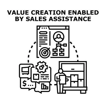 Value creation enabled by sales assistance concept Stock Illustration