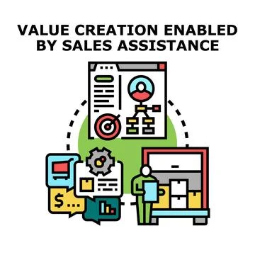 Value creation enabled by sales assistance concept Stock Illustration