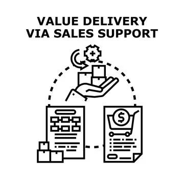 Value delivery via sales support concept イラスト素材