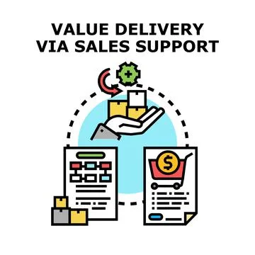 Value delivery via sales support concept イラスト素材