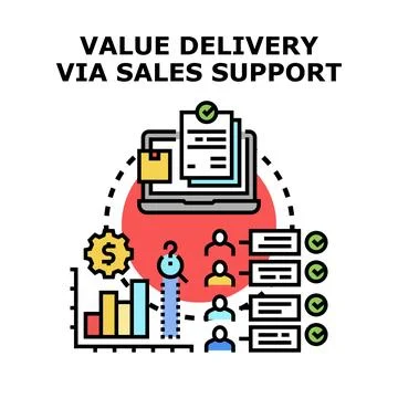Value delivery via sales support vector concept Stock Illustration