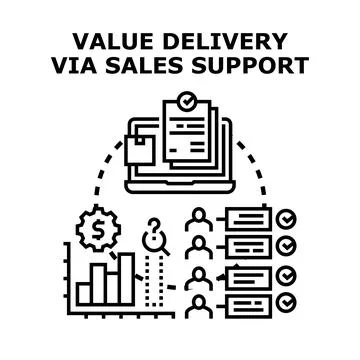 Value delivery via sales support vector concept Stock Illustration