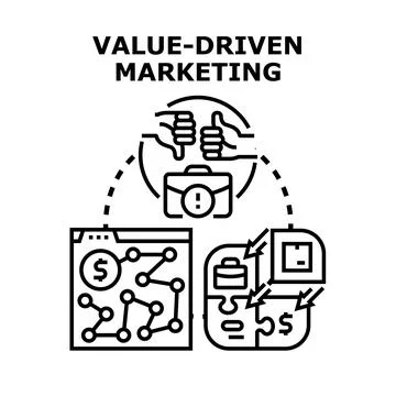 Value driven marketing strategy connecting data and client feedback Stock Illustration