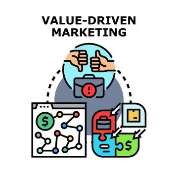 Value driven marketing strategy connecting data and client feedback Stock Illustration