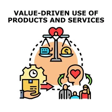 Value driven use of products and services icon Stock Illustration