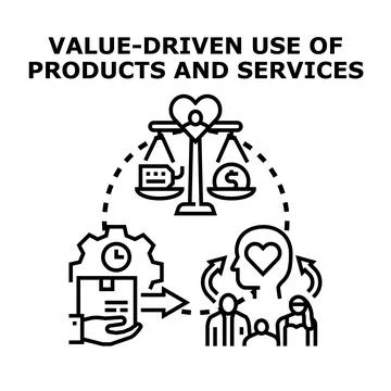 Value driven use of products and services icon Stock Illustration