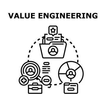 Value engineering concept identifying costs and improving efficiency Stock Illustration