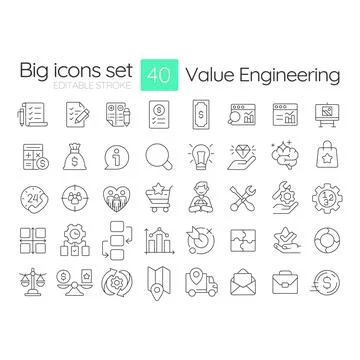 Value engineering line icons set 스톡 일러스트