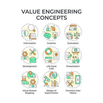 Value engineering multi color concept icons 스톡 일러스트