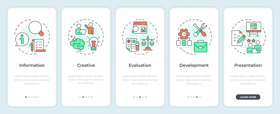 Value engineering principles onboarding mobile app screen 스톡 일러스트