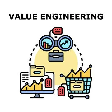 Value engineering process optimizing business project expenses Stock Illustration