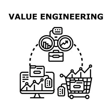 Value engineering process optimizing business project expenses 스톡 일러스트
