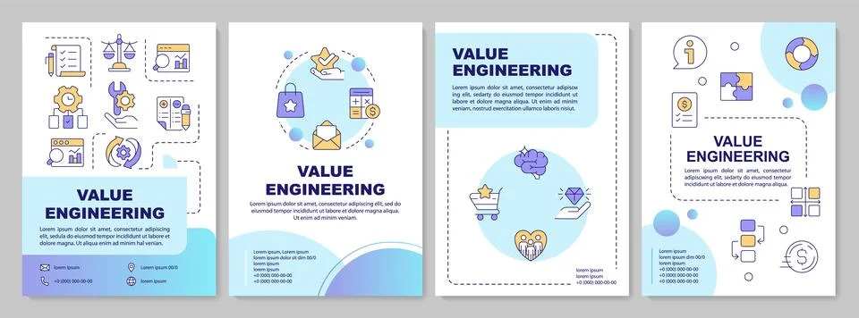Value engineering techniques blue gradient brochure layout 스톡 일러스트