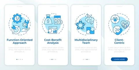 Value engineering techniques onboarding mobile app screen 스톡 일러스트