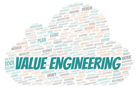 Value Engineering typography word cloud create with the text only 스톡 일러스트