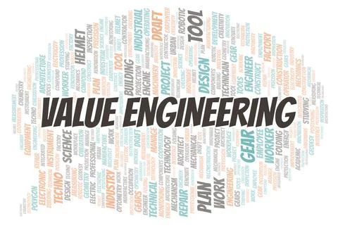 Value Engineering typography word cloud create with the text only 스톡 일러스트