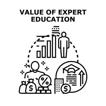 Value of expert education concept achieving financial growth Stock Illustration