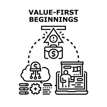 Value first beginnings concept for business development Stockillustratie