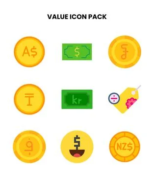 Value Flat Graphics Icons Pack Stock Illustration