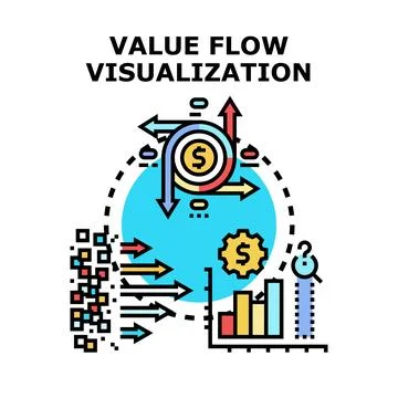 Value flow visualization infographic presenting financial data analysis 库存插图