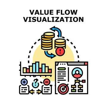 Value flow visualization optimizing business process and financial management Stock Illustration