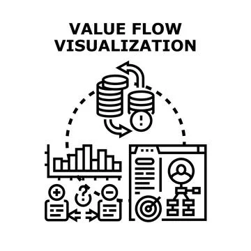 Value flow visualization optimizing business process and financial management Stock Illustration