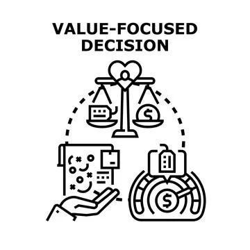 Value focused decision making process illustration Stock Illustration