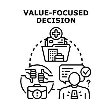 Value focused decision making process concept Illustrazione stock