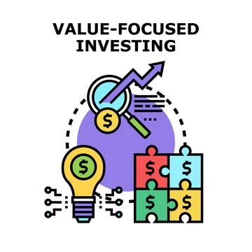 Value focused investing strategy concept vector illustration Stock Illustration