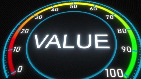Value futuristic meter or indicator. Conceptual 3D rendering Stock Illustration