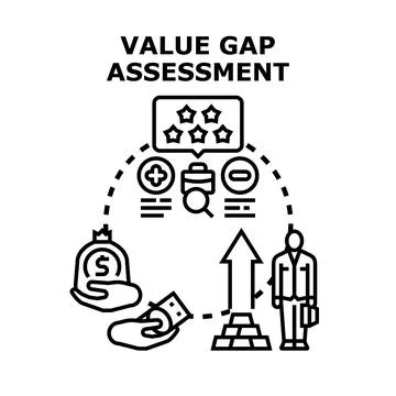 Value gap assessment identifying business growth strategy Stock Illustration