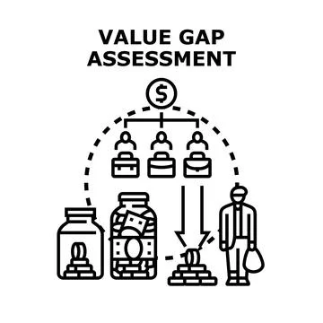 Value gap assessment showing economic disparity and income inequality Stock Illustration