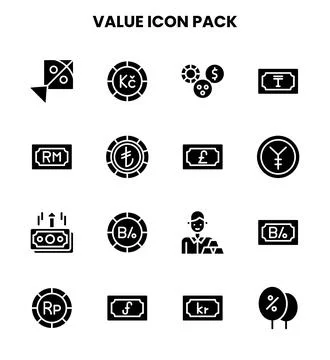 Value Glyph UI Icons Pack Illustrazione stock